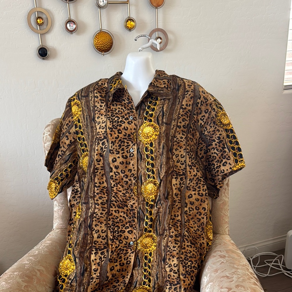 Express Brown and Yellow Animal Print Blouse